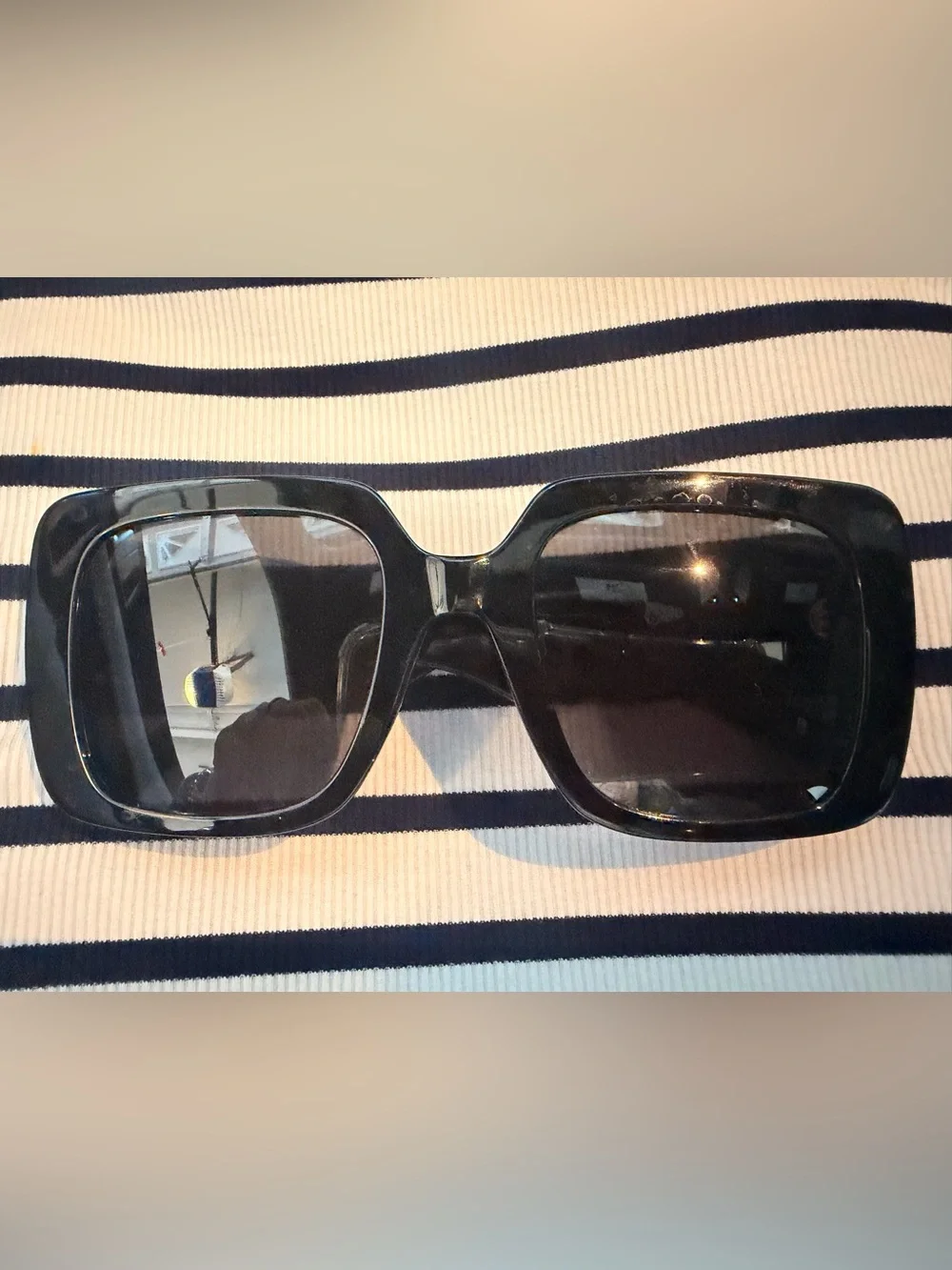 Dior Black Gloss Frame Sunglasses with Gold Logo